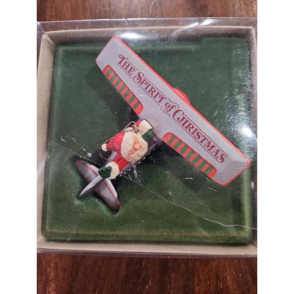 Vintage Hallmark Santa Spirit of Christmas Biplane Airplane Ornament 1982 Boxed - Picture 5 of 8